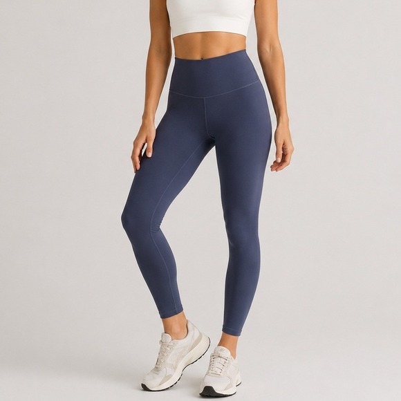 Quince Pants - Quince Ultra Form High Rise Legging Pilates Yoga Gym Travel Blue Fog Large EUC